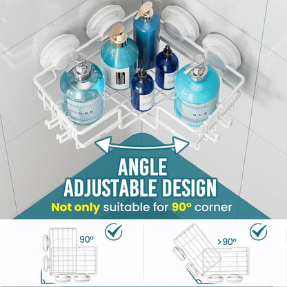2 Pack, TAILI Corner-adaptive Suction Cup Shower Caddy Stainless Steel Rustproof Corner Shower Shelves, Drill-Free Wall