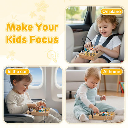 LED Busy Board for Toddlers 1-3,Montessori Sensory Toy with Key Switch and Plug, Light Up Wood Activity Switch Board for Fine Motor Skills, Educational Travel Toy Gift for 1 2 3 Year Old Boys Girls