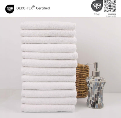 12 Pack Set, 100% 12"x12" Classic Turkish Towels CTT - Premium Washcloths Turkish Cotton, Highly Absorbent & Quick Dry