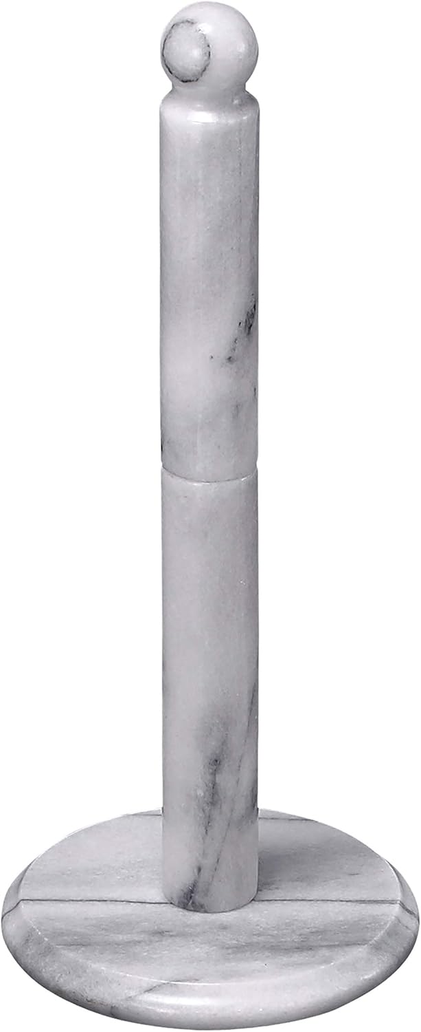 Creative Home Off-White Natural Marble Paper Towel Holder, 5.5" Diam. x 12.5" H (Color May Vary)