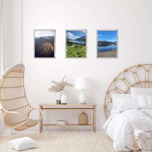 JCJMY 10x15 Picture Frame - Rustic White Wall Hanging Frame with Shatter-Resistant Plexiglass