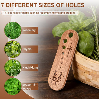Wooden Vegetable Leaf Separator, 7 Holes Pottery Herb Stripper Tool Supplies, Exquisite Herb Stripper Bowl Gifts with Storage Case for Home Use & Chefs(SIZE:1PC)