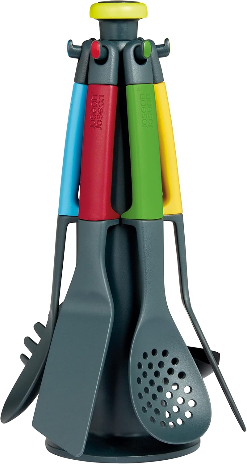 Casdon Joseph Joseph Elevate Colourful Kitchen Utensil Set for Children Aged 3 Years & Up with Rotating Stand