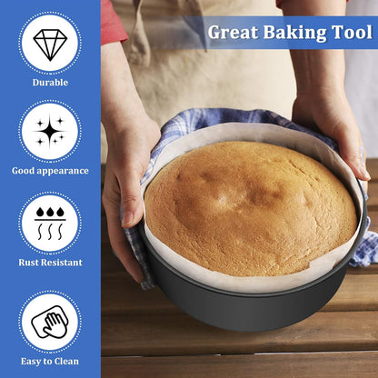 P&P CHEF 8 x 3 Inch Nonstick Cake Pan Set of 2, Round Baking Pans for Birthday & Wedding Layer Cake