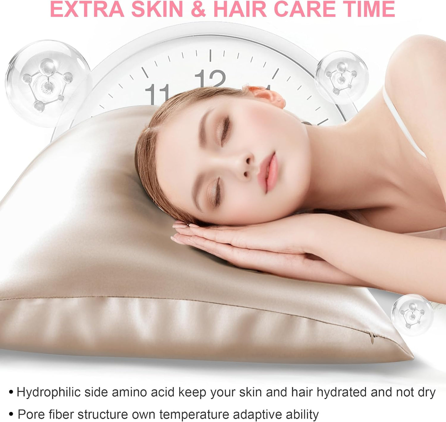 Skiennix Mulberry Silk Pillowcase - King Size, Hidden Zipper, Smooth & Breathable for Hair & Skin | Champagne