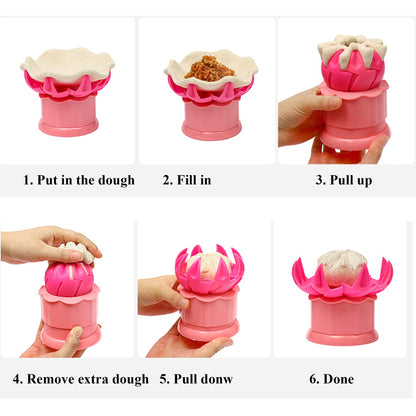 MGGi Large 2.36" Baozi Maker, Plastic Baozi Dumpling Molds, Bun Making Mould DIY Pastry Pie Steamed Stuffed Bun Tool, Bao Bun Moulds, Meat Bun Press Making -for Chinese Baozi, Steamed Bun - Pink