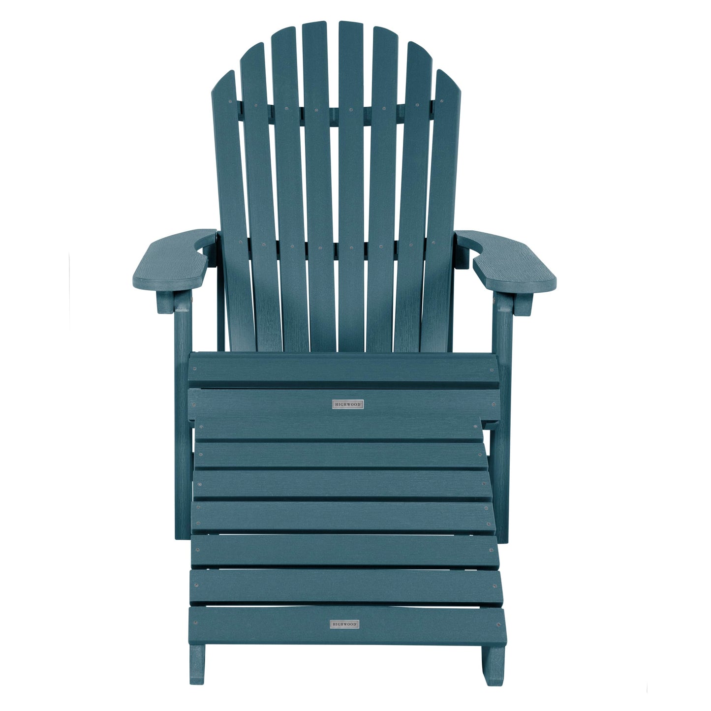 Highwood Hamilton King Size Folding & Reclining Adriondack Chair with Ottoman, Nantucket Blue