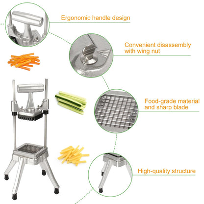 POWLAB Commercial Chopper Vegetable Cutter Fruit Dicer Heavy Duty Stainless Stee Dicer Cutter Onion Chopper Professional Food Dicer for French Fry Tomato Peppers Potato (1/4″ Blade)