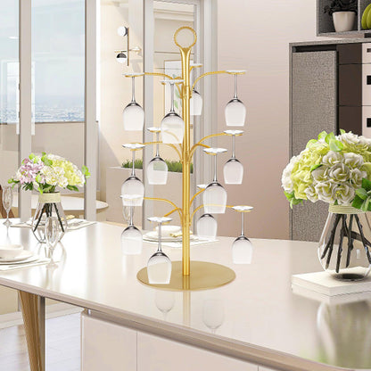 ALIMOTA Cocktail Tree Stand for Drinks Champagne Tower Wine Glasses Holder, 3 Tier 12 Holders, Bar Home Drinks Tree Display Suitable for Gin, Cocktails, Champagne, Wine