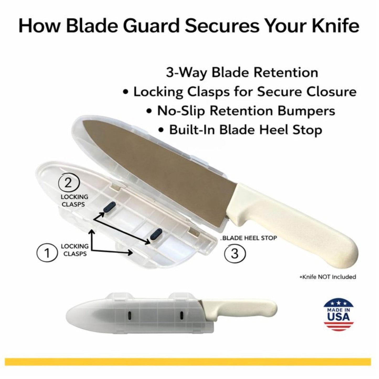 Agilux Blade Guard 10" Knife Blade Protector Made in USA Safe Storage and Transport for Kitchen Knives Protects Edges in Drawers Travel Camping RV
