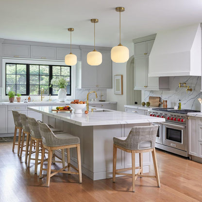 KCO Lighting Modern Gold White Glass Pendant Light Contemporary Brass Kitchen Island Pendant Light Fixture 3 Light Linear Pendant Lighti Modern Globe Linear Chandelierng