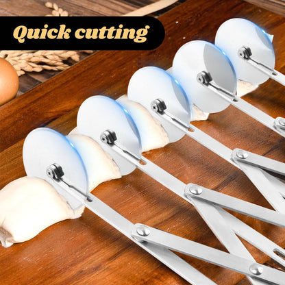 5 Wheel Stainless Steel Pizza Cutter with Double Wheel Dough Divider Expandable Multi Use Pastry Knife Baking Roller for Kitchen