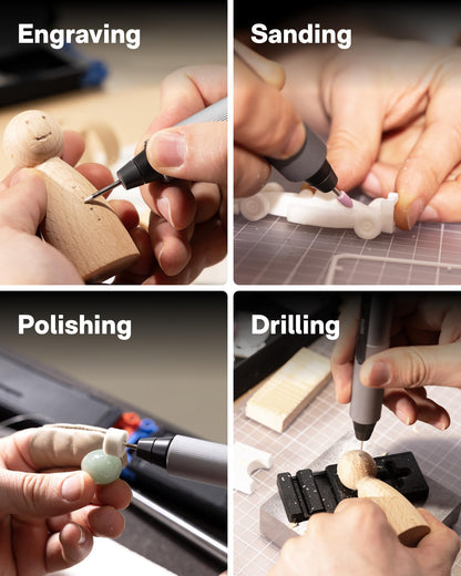 HOTO SNAPBLOQ R-A04 Mini Rotary Tool Kit, Cordless or Corded, Brushless Precision Engraving Pen, 22000RPM Variable Speed, 38 Accessories for 3D Printer Sanding, Polishing, Drilling, Carving DIY Craft