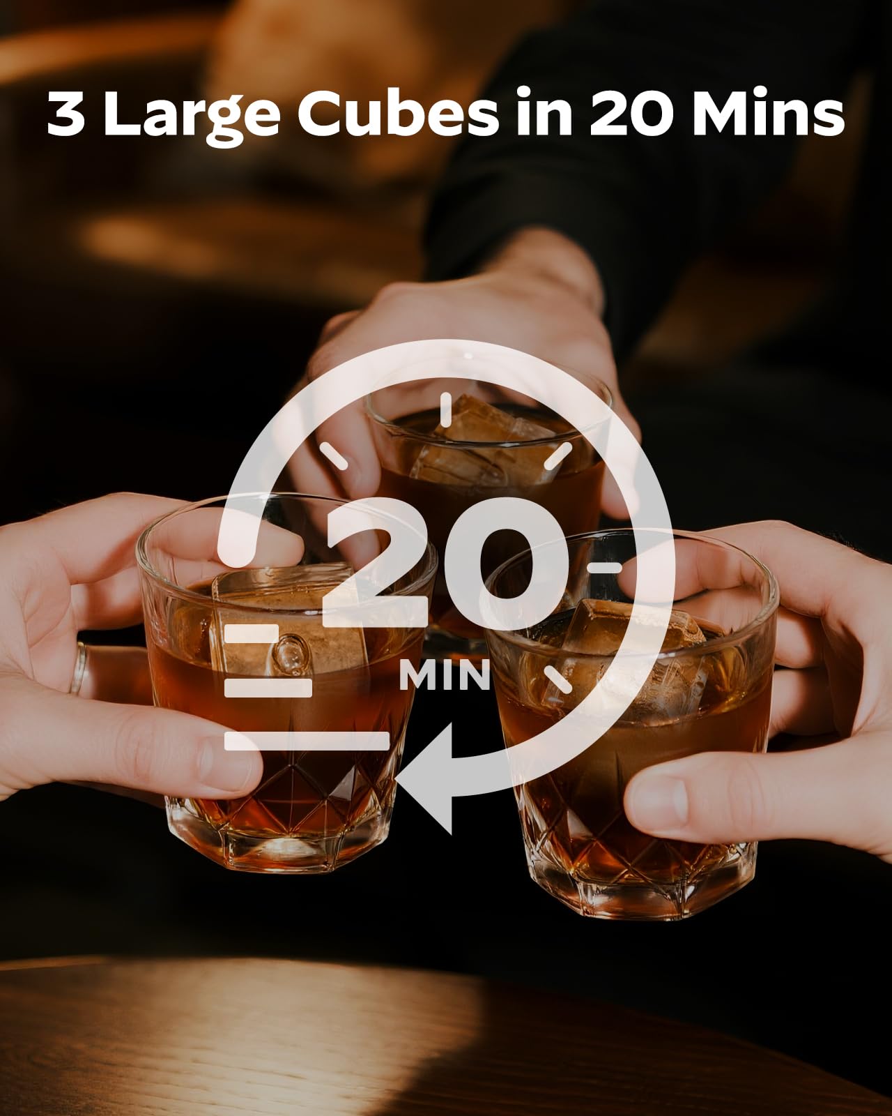 Silonn Clear Ice Cube Maker Countertop, Makes 3 Large 1.6″ Cubes in 20 Mins, Crystal Clear & Slow-Melting Ice for Whiskey, Adjustable Ice Thickness & Auto Clean, Great for Home bar, Kitchen & Party
