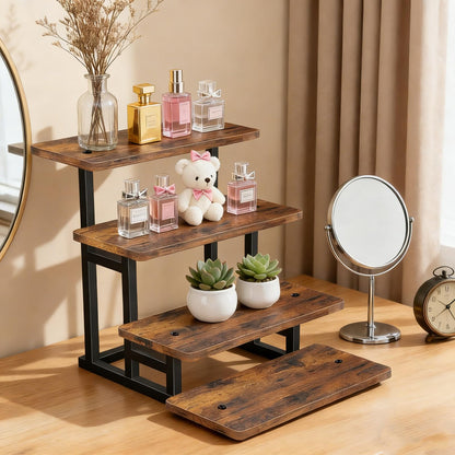 Lilybud--lily Cupcake Stand for 50 Cupcakes, 4 Tier Wooden Risers Display Stands Stepped Dessert Table Display Set with Metal Frame Tiered Tray Stand Serving Trays for Party Farmers Market Display