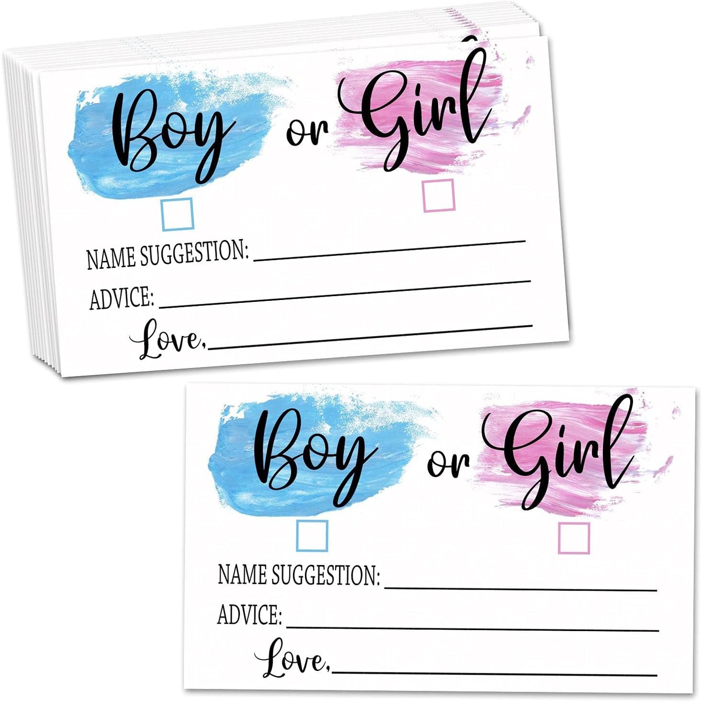 Yuansail Gender Reveal Game - Girl or Boy Voting Cards for Baby Shower - Pack of 50 (baby02)