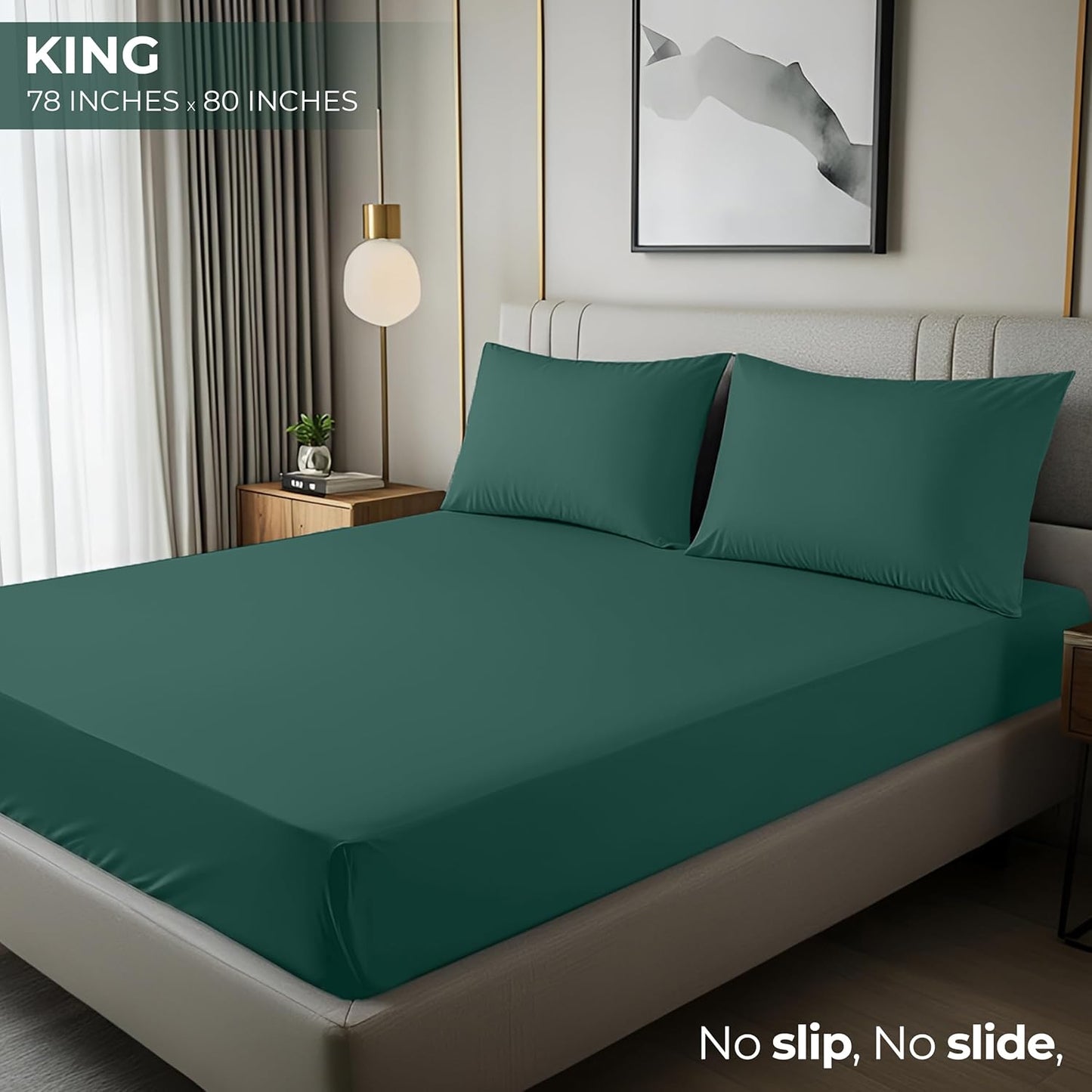 Utopia Bedding King Fitted Sheet - Deep Pocket Soft Microfiber - Fade & Shrinkage Resistant - Emerald