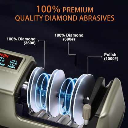 5-in-1 Electric Knife Sharpener for Kitchen Knives, Scissor Sharpener with 3-Speed & 100% Diamond Abrasives -Quickly Sharpening for Straight,Serrated,Cleaver Knives Mothers Day Kitchen Gifts for Mom
