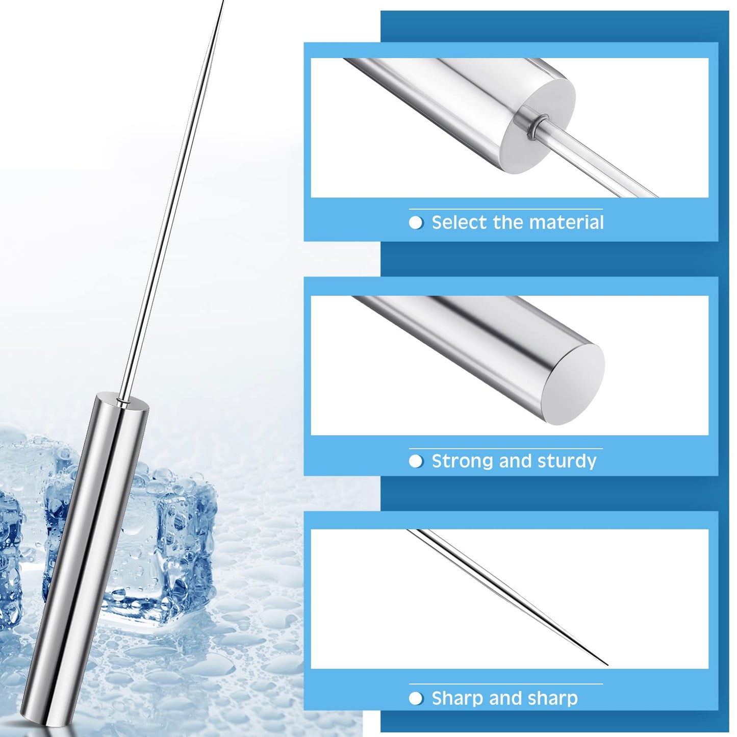 Stainless Steel Ice Pick Crusher Chisel Removal Pick Crushed Ice Tool for Kitchen Bars Bartender Picnics Camping and Restaurant(14 Inch)