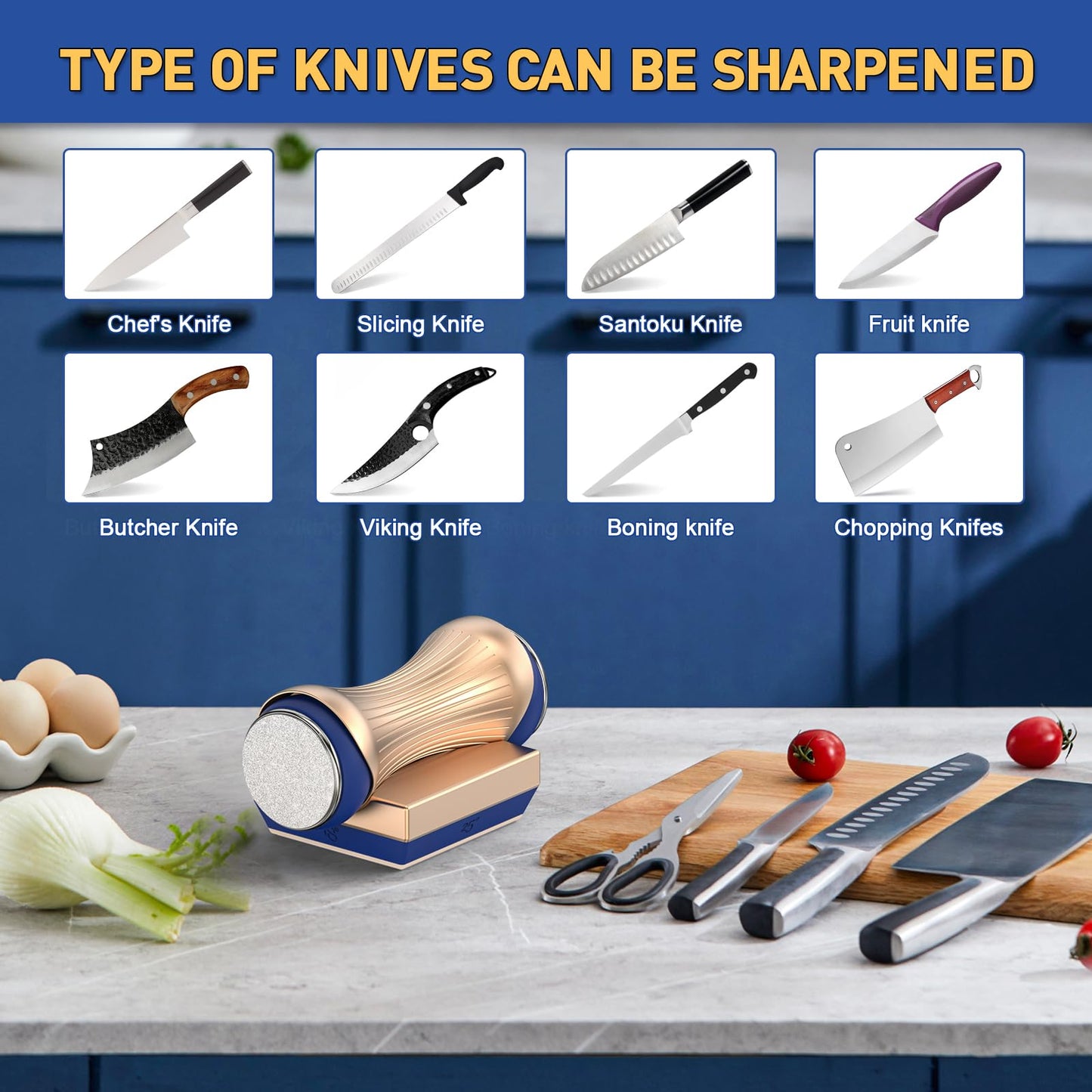 Homly Rolling Knife Sharpener, Knife Sharpening with Industry Diamonds for Steel of any hardness, Made Easy Knife Sharpener Kit for Kitchen Knives, Offers 15 & 18 & 20 & 25 Degree Sharpening