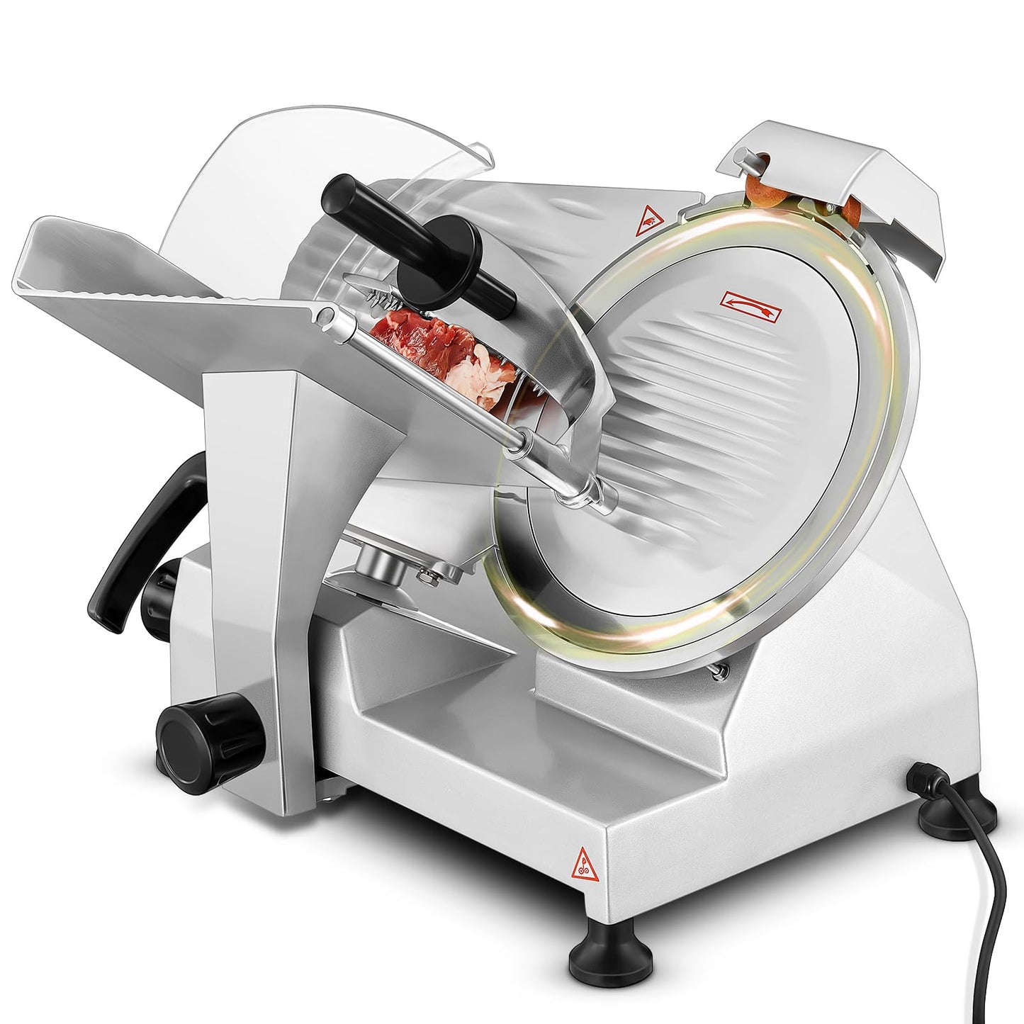 Meat Slicer 370W Commercial, Electric 12 inch Food Deli Slicer for Restaurant, 130 Pcs/Min Premium Chromium-plated Steel Blade, Semi-Auto Meat Slicer for Home Use