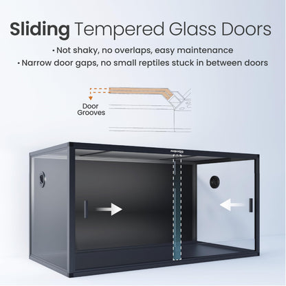 Phailozoo 120 Gallon Bearded Dragon Tank,48" x 24" x 24" Reptile Tank with Sliding Door Top Screen Ventilation, Front Opening Reptile Enclosure for Easy Maintenance