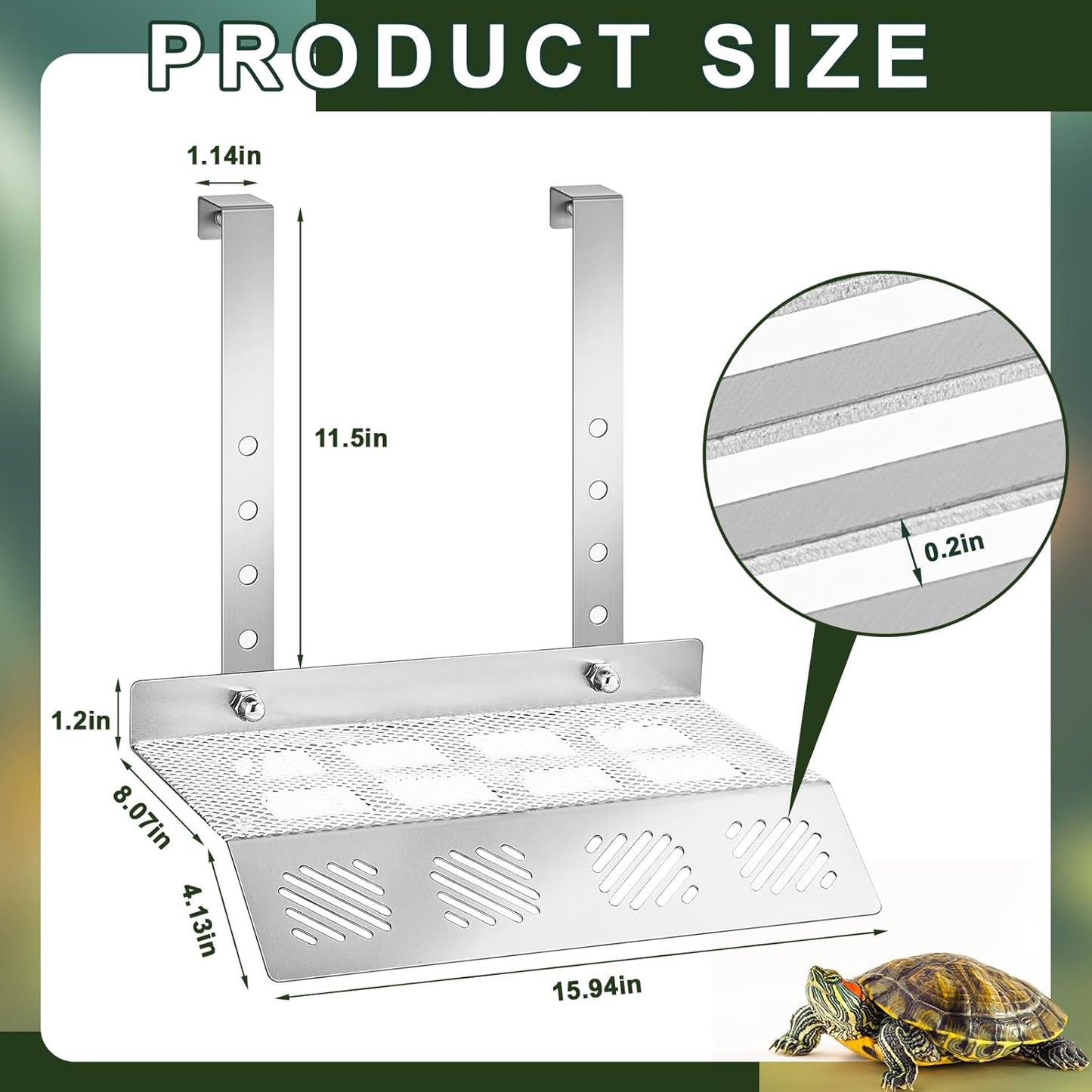Stainless Steel Hanging Turtle Basking Platform, 12" x 16" Turtle Ramps, Turtle Tank Accessories