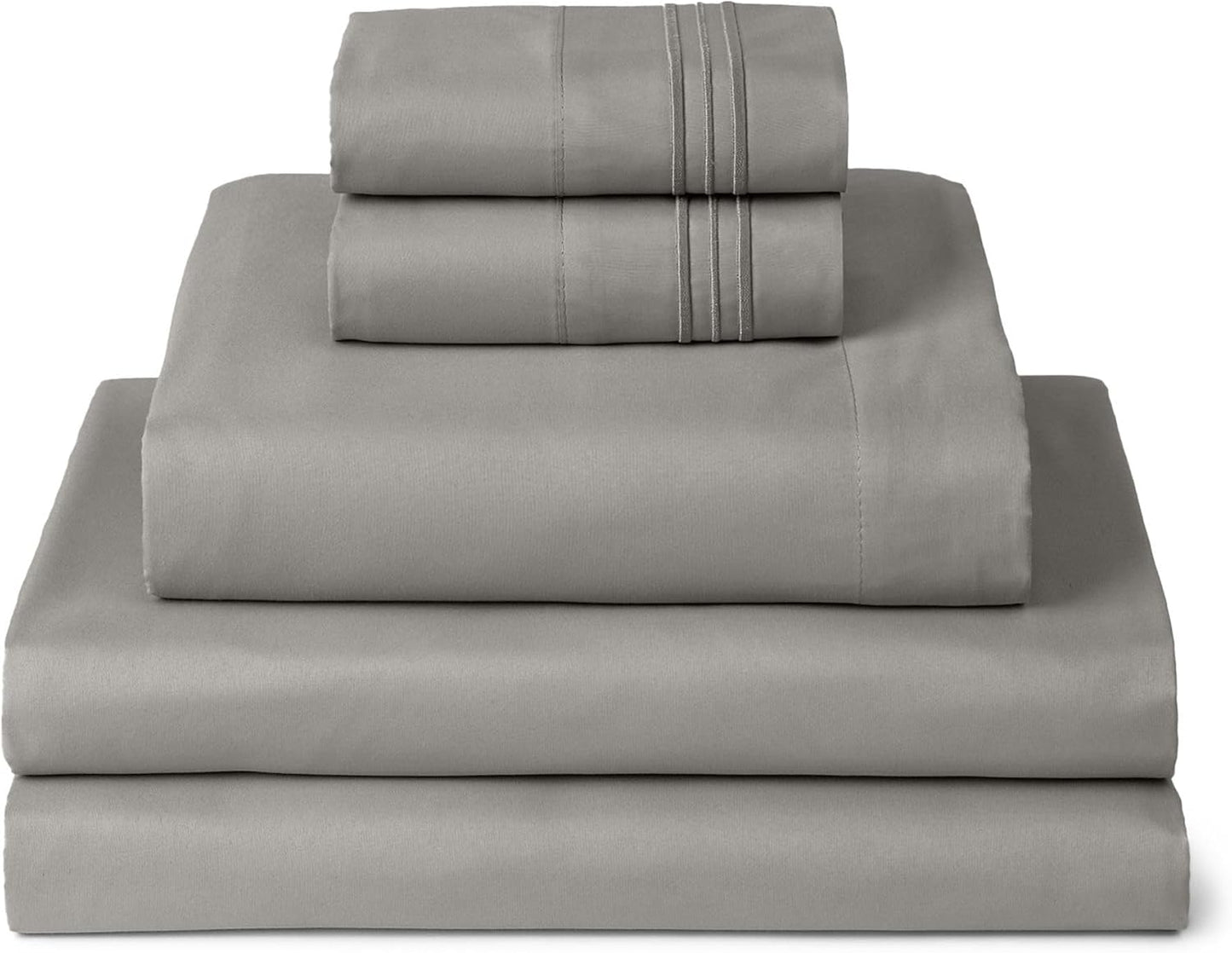 Mellanni Split King Sheets Set - 5 PC Luxury Bedding Collection - Extra Soft, Cooling, Stain Resistant (Taupe)