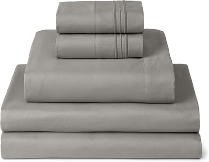 Mellanni Split King Sheets Set - 5 PC Luxury Bedding Collection - Extra Soft, Cooling, Stain Resistant (Taupe)