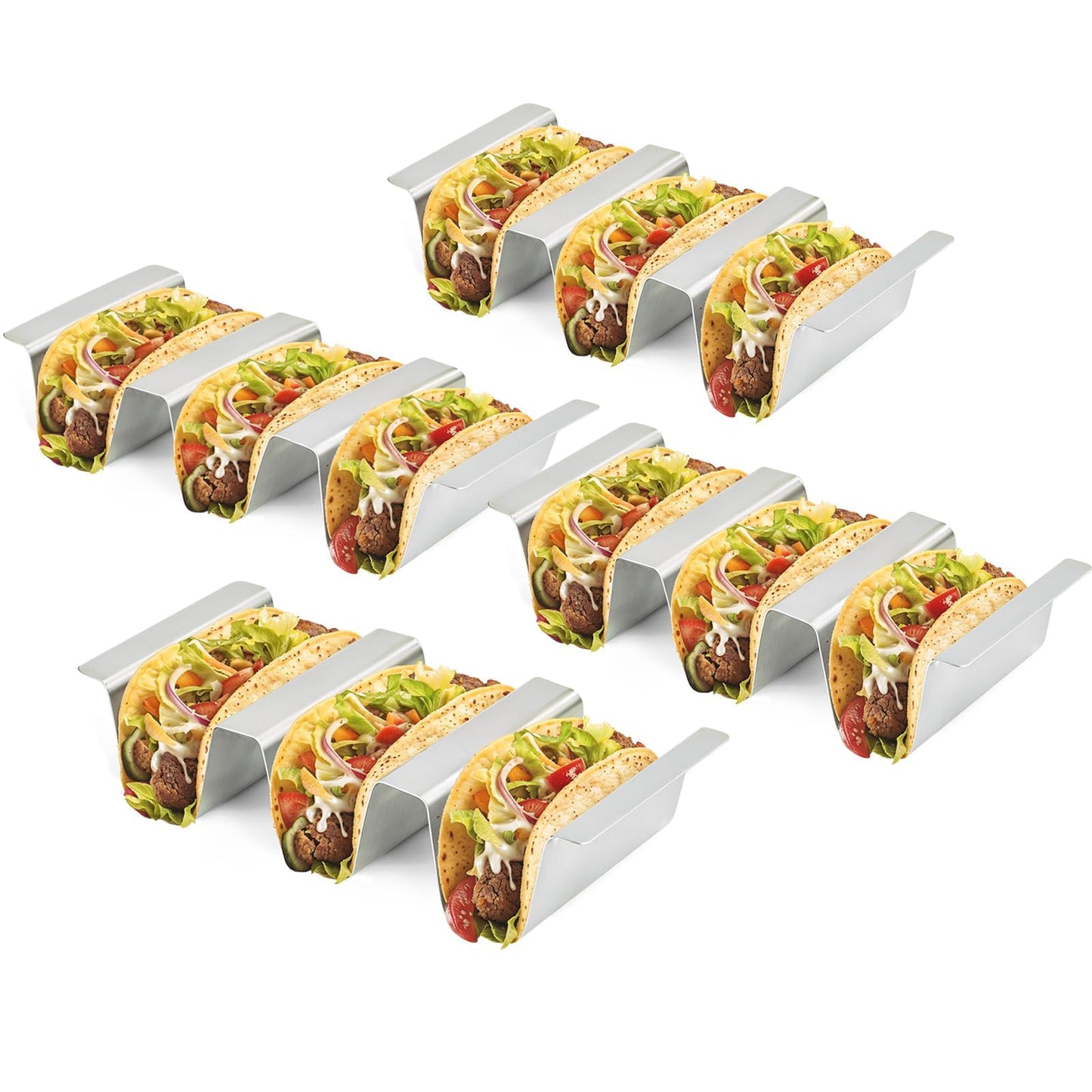ARTTHOME. Stainless Taco Holders Set of 4 Stand Holders for 3 Tacos, Easy to Clean, Dishwasher Safe, Street Taco Ready