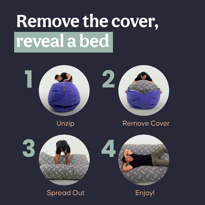 CordaRoy's Chenille Bean Bag Chair, Convertible Chair Folds from Bean Bag to Lounger, As Seen on Shark Tank, Moss - Full Size