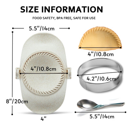 MUMSUNG Empanadas Press Maker Mold Set,4-inch Dumpling Maker With Dough Cutter, Professional Kitchen Gadget for Empanada, Pierogi, Pastelitos, Calzone, Turnovers 4"-White