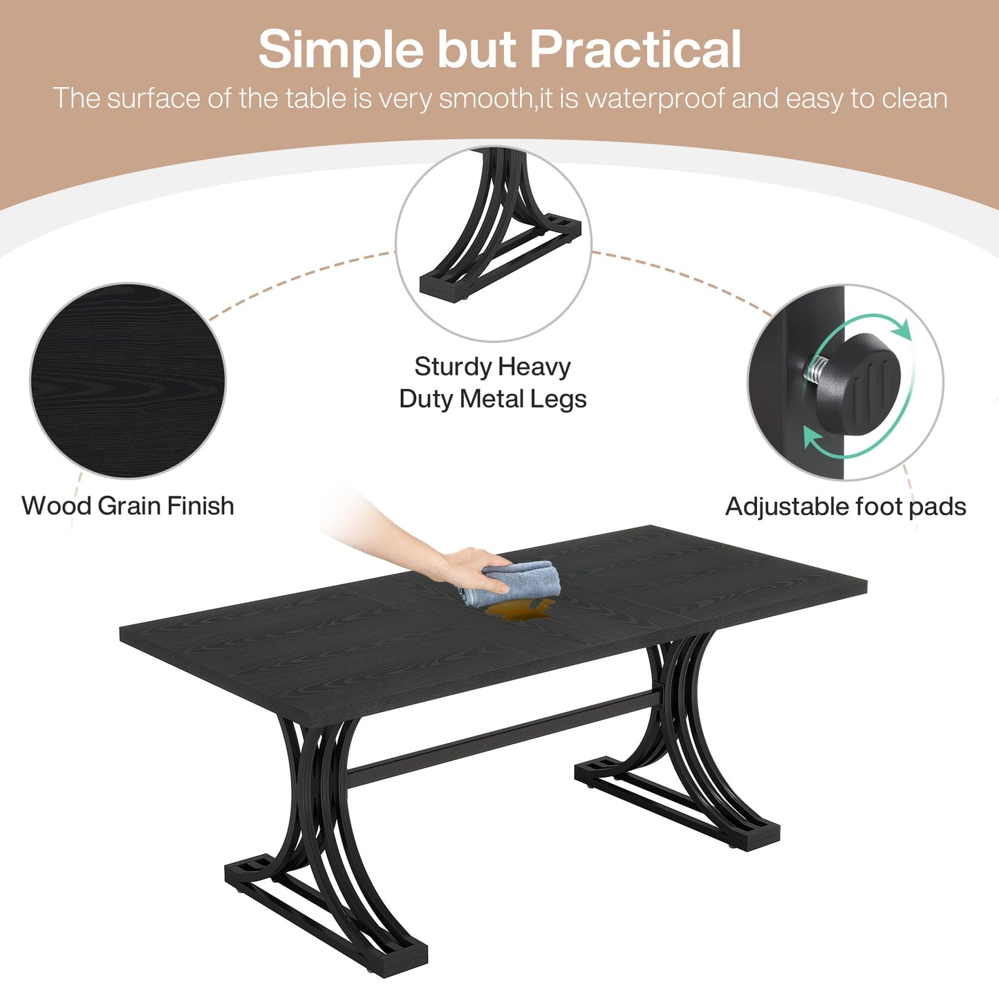 Tribesigns 10.5FT Conference Table, Modern Meeting Table for 8-10 People, Rectangle Seminar Boardroom Table for Office Conference Room with Stylish Legs (4, Black)