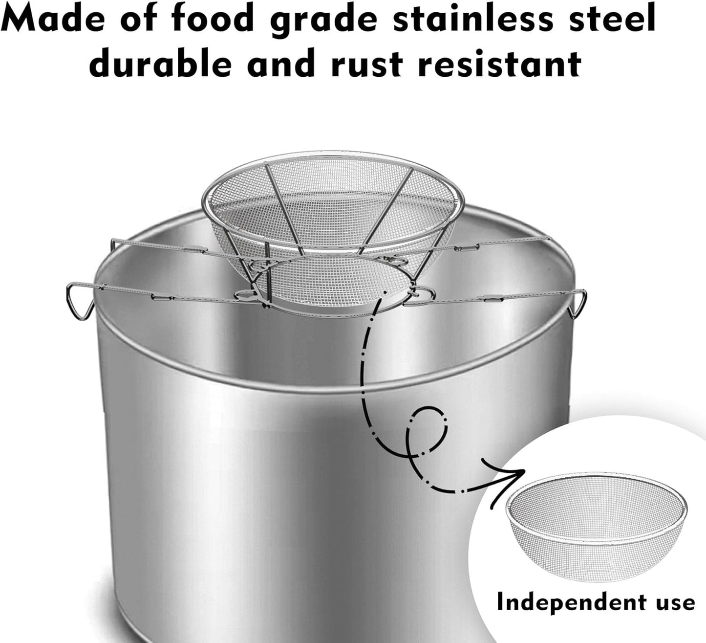 Fryer Oil Filter Stand - Cooking Oil Filter with Foldable Arm Design and Detachable Filtration Bowl