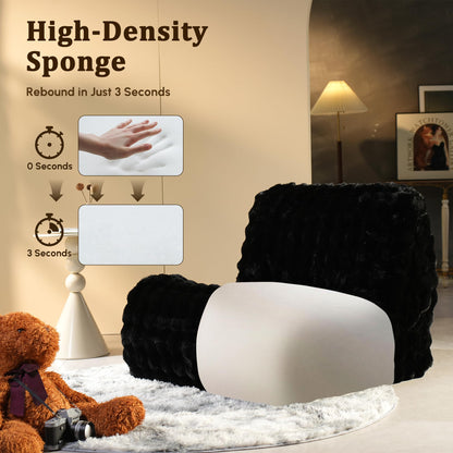 Bean Bag Chair Togo Sofa - Lazy Floor Sofa Couch for Adults,Faux Fur Fireside Chair Menmory Foam Bean Bags Lounger,Beanbag Corner Sofa for Bedroom,Living Room,Lounge,Salon (Black)