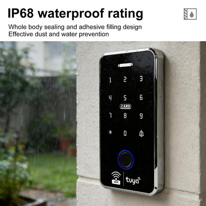 XYBkey WiFi TUYA Security Access Control System Kit: Waterproof, Fingerprint, Password, RFID Keyboard Lock, 600lb Magnetic Lock + ZL Bracket, Smart Remote Door Opener, App WG26 Doorbell, Sensor Switch