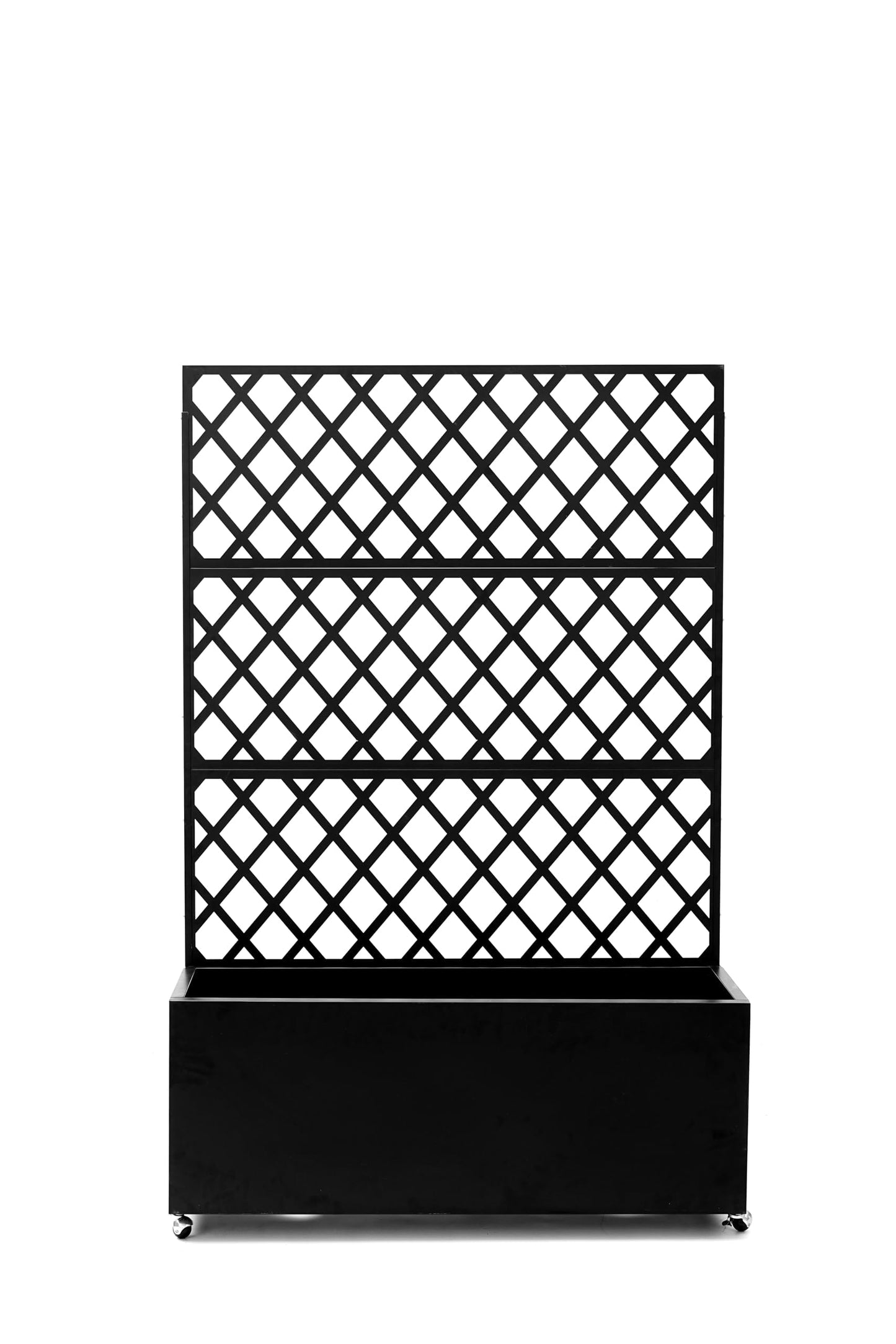 Takywep Mobile Galvanized Steel Raised Garden Bed with Trellis & Privacy Screen – Large Outdoor Planter Box, Lockable Wheels, Drainage Holes – Ideal for Vegetables, Herbs & Vines – Black, 117x180cm