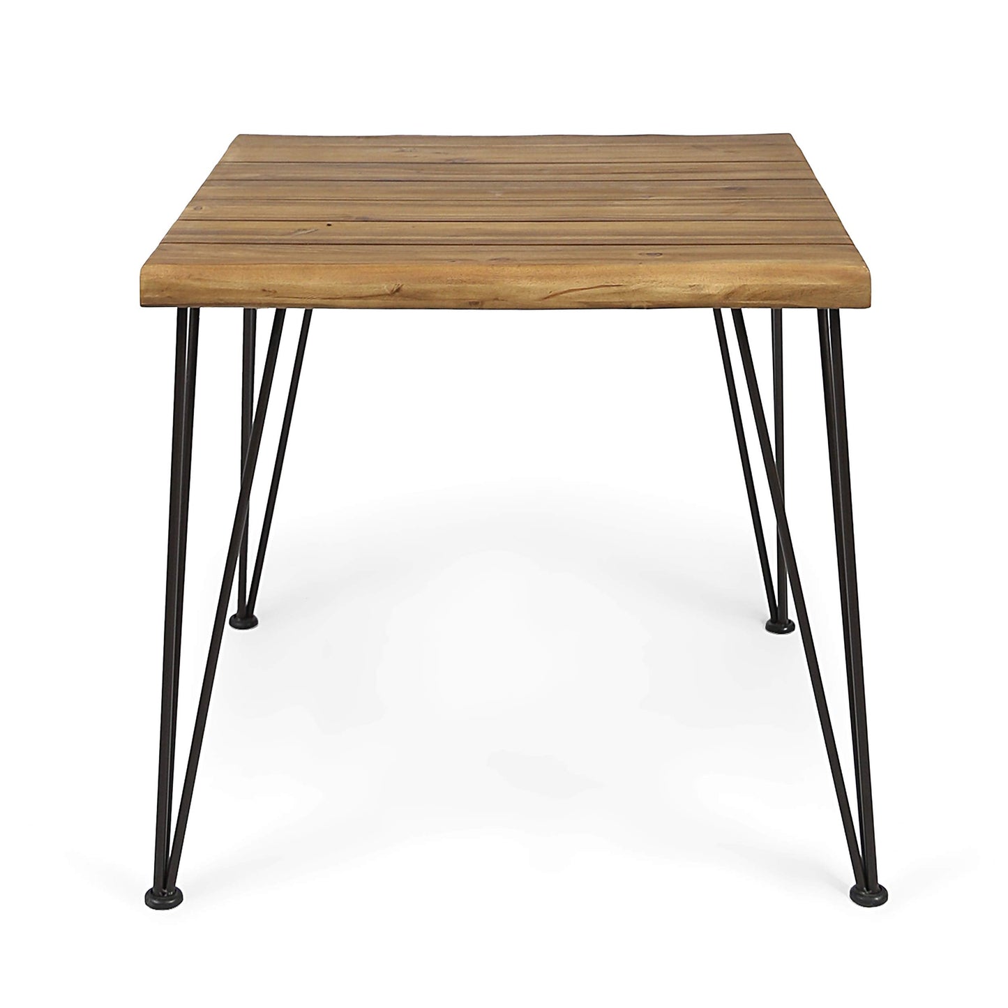 Christopher Knight Home Busby Acacia Wood Patio Dining Set for 4, Square Patio Dining Table and PE Wicker Chairs Set of 4, 5 Piece Outdoor Dining Set with Cushion, Teak+Light Beige