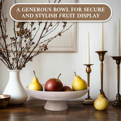 MAONAME Concrete Decorative Bowl, Large Fruit Bowl for Kitchen Countertop, White Pedestal Bowls for Home Decor, Handcrafted Key Bowls for Entry Table, 11.7"