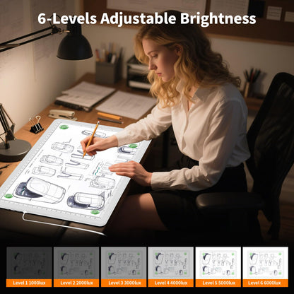 Elice Magnetic A3 Light Board with Bag for Diamond Painting, Tracing LED Light Box with Side Buttons, Super Bright Diamond Art Light Pad, Light Table for Drawing, Sketching, Weeding Vinyl - White