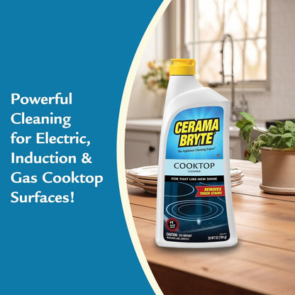 Cerama Bryte Best Value Kit: Ceramic Cooktop Cleaner 28oz, Scraper, 10 Pads, Burnt-on Grease Remover 2oz, 4 Piece Set