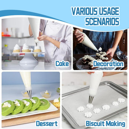 Reusable Piping Bags and Tips Set – 16" Pastry Bags for Cake Decorating, Cupcakes & Cookies with Frosting Tips – Leak-Proof Cotton Icing Bags, Eco-Friendly Baking Kit for Home Bakers & Beginners