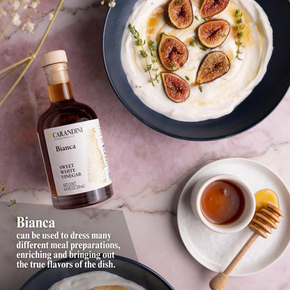 Carandini Emilio Silver Balsamic Vinegar of Modena PGI & Bianca Sweet White Vinegar Combo Set, Premium Italian Vinegars, Perfect for Mother's Day Gift | Made in Italy - 8.45 fl oz (2 Bottles)