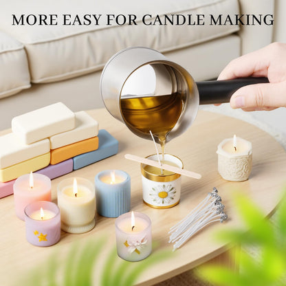 KEARLGMBH Wax Melter for Candle Making, Soy Candle Making Kit with Wax Melting Pot, DIY Candles Making Supplies Including 1lbs Soy Wax, Candle Wax Melter, Stirring Spoon, Wicks, and Centering Device