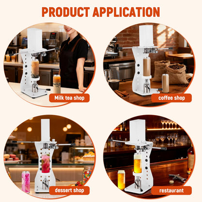 Electric Soda Can Sealer, Manual Press Cap Seamer 2.4-6.7'' Height Adjustable for Plastic/Aluminum/Tin Cans, 2.2-3.9'' Dia Can Sealing Machine for Home Brewing, Milk Tea, Juice Beverage Packaging