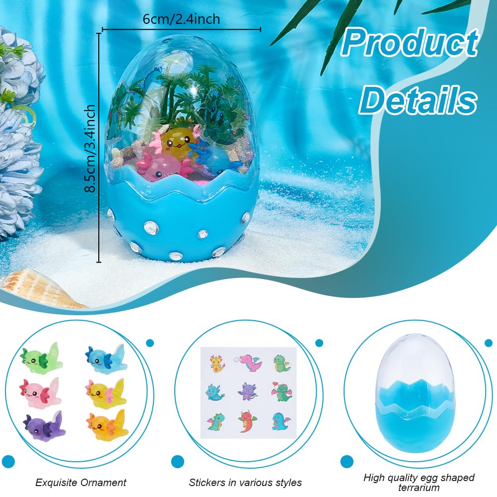 WEBEEDY 2 Sets Mini Axolotl Terrarium Kit Cute Animal Terrarium Starter Craft Set Fairy Garden Mini Figurine Desk Pet Tiny World Set for Kawaii Desktop Decor Christmas Birthday Gift