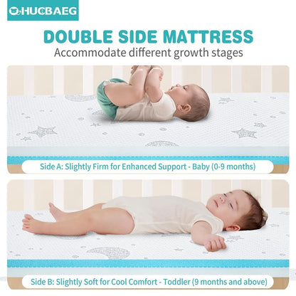 QHUCBAEG Pack and Play Mattress, 38x26 Memory Foam Pack N Play Mattresses Pad with Breathable Removable Cover, High Resilience Dual-Sided Soft & Firm Support Mattress for Pack N Play