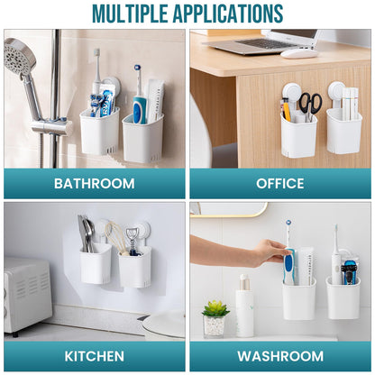 TAILI Suction Toothbrush Holder 2 Pack, Tumblers Replacement Shower Toothbrush Holder for Wall, Powerful Toothpaste Toothbrush Suction Cup, Self-draining Shower Razor Holder, Kitchen Tableware Holder