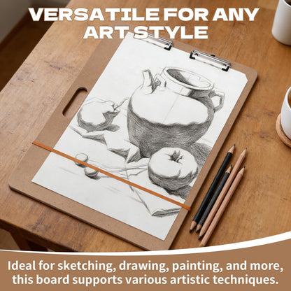 4 PCS 18” x 24” Drawing Board, Large Hardboard Artist Sketch Tote Board with Handle, Clip & Rubber Band, Portable Lightweight Art Board for Painting, Sketching, Travel, Studio