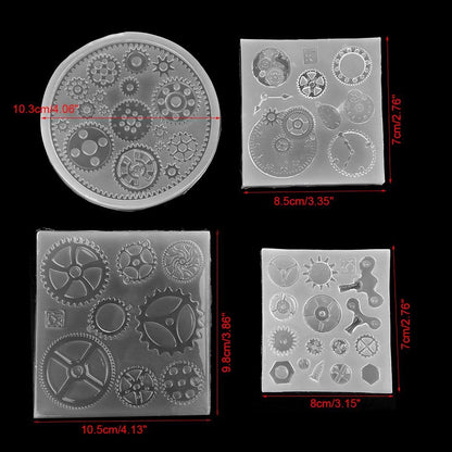 Gear Silicone Mold, 4pcs/set Gear Shape 3D Candy Chocolate Cake Fondant Silicone Mold Cake Decoration Fondant Mold for DIY Resin Jewelry Pendant Decortion Party Supply